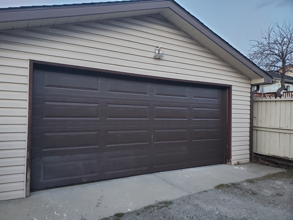 Old brown garage door